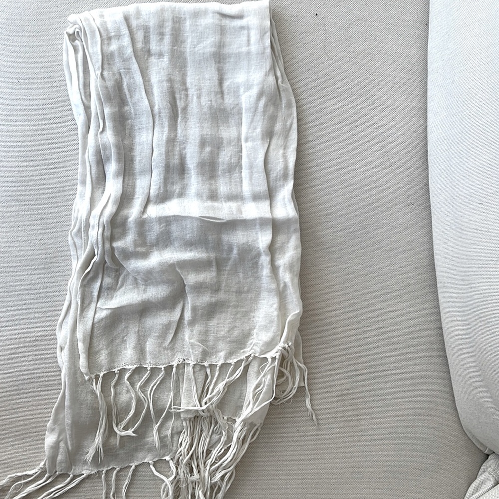 White Linen Scarf
